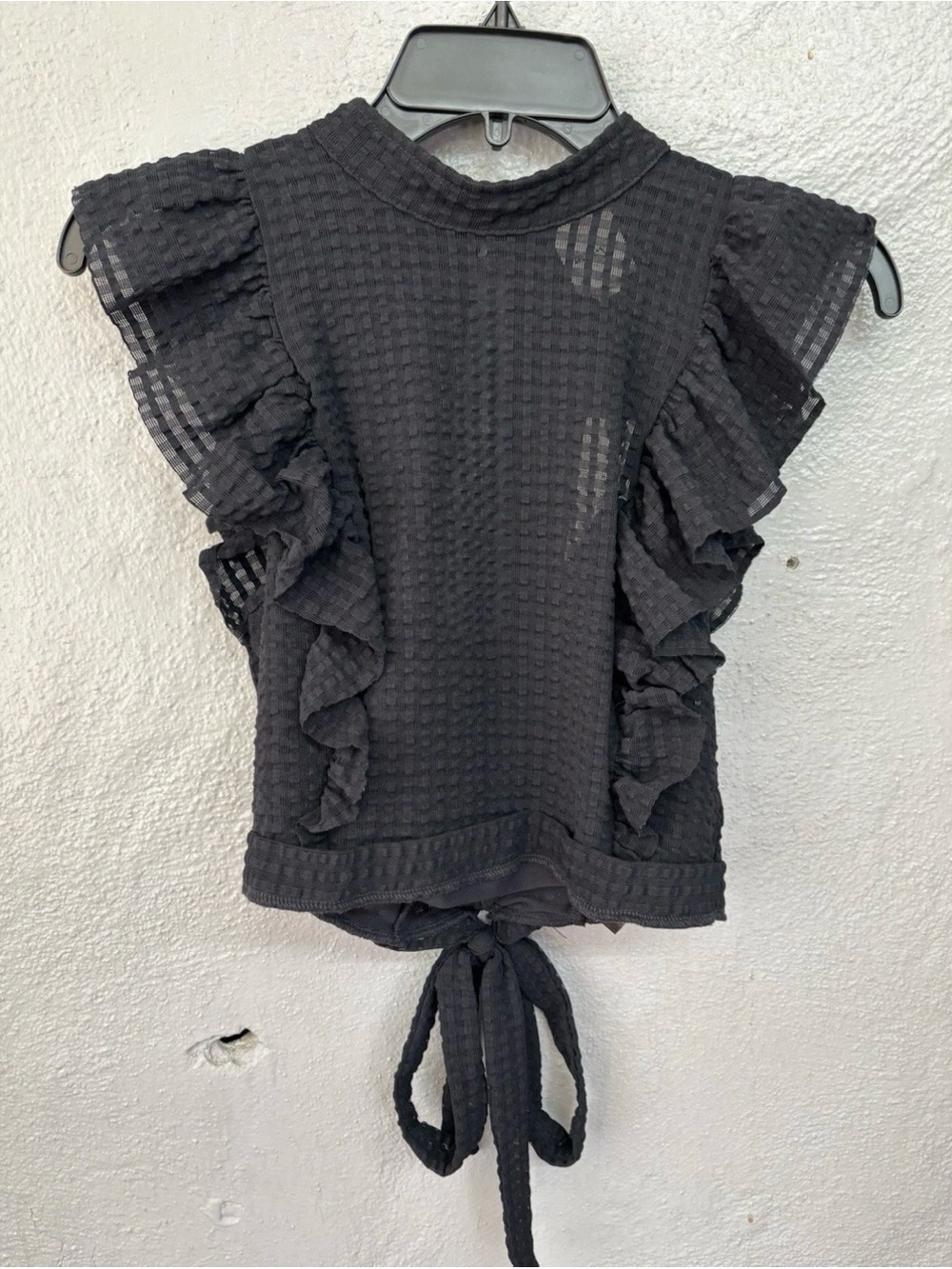 Maeve Black Ruffle Tie-Back Camisole